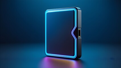 A portable ssd with a vibrant neon glow
