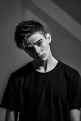 Fototapeta premium Portrait of a young man on a gray background