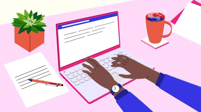 Typing Hands Explainer Motion Graphics Pack is a collection of 4 hand-drawn animated scenes featuring abstract characters typing on a laptop keyboard. Full HD resolution.
