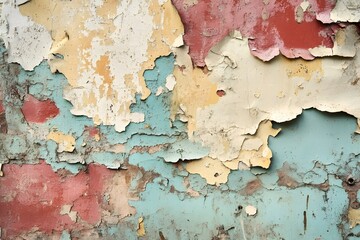 Fototapeta premium Faded look full of character, peeling paint texture shows history and age in every layer
