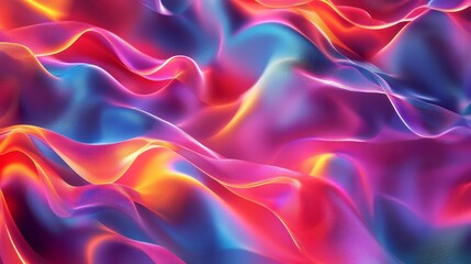 Fototapeta premium Colorful abstract waves with vibrant fluid textile texture