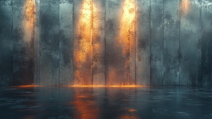 Industrial Metallic Wall with Lighting. Generative AI