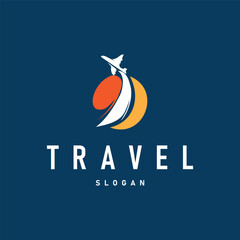 travel holiday logo entertainment travel template design with airplane concept illustration symbol