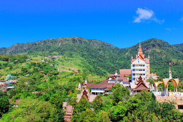 Beautiful temple on a high mountain view in Thailand.
