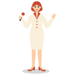 Professional Journalist Cartoon Character. Isolated on White Background.