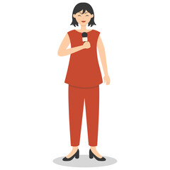 Professional Journalist Cartoon Character. Isolated on White Background.