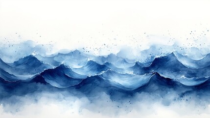 Blue Ocean Waves. Generative AI