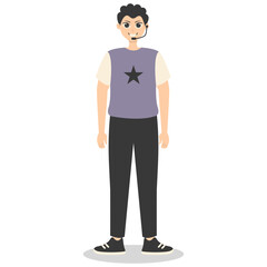 Professional Journalist Cartoon Character. Isolated on White Background.