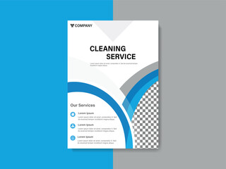 Modern Blue and Gray Cleaning Service Flyer Design