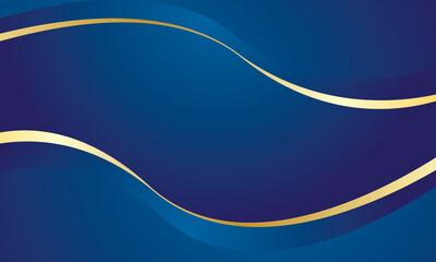 Blue gold wave abstract background vector