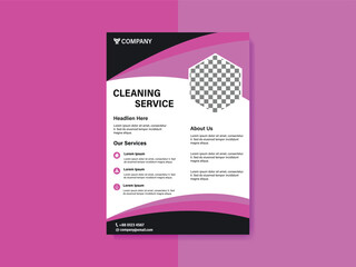 Modern Pink and Black Cleaning Service Flyer Design