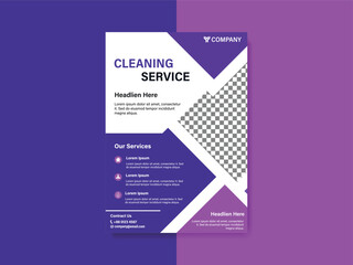 Purple and White Cleaning Service Flyer Design