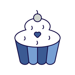 Muffin  blue icon with white background vector stock illustration