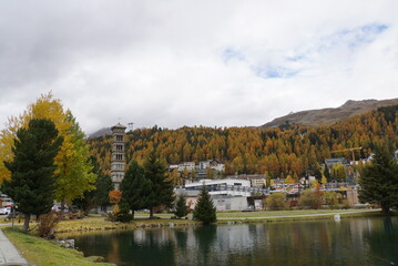 Obraz premium Autumn Scenery of St.Moritz Lake - Switzerland