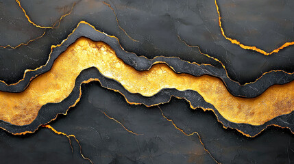 Opulent Black and Gold Abstract Art: Luxury Texture Background for Modern Design