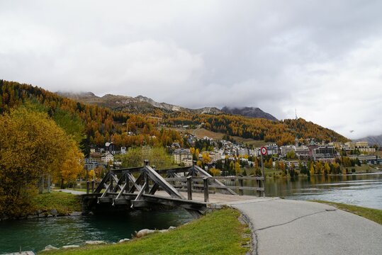 Autumn Scenery of St.Moritz Lake - Switzerland