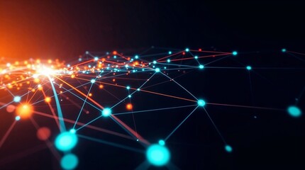 Global network background concept. Futuristic connecting line and dot with glowing light