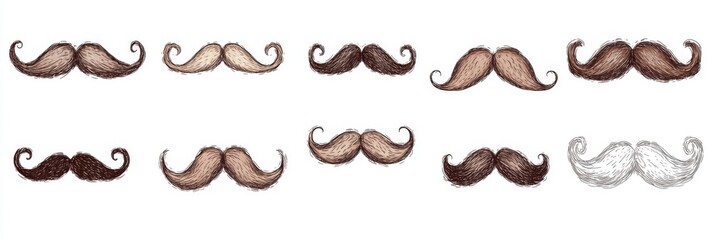 Vintage Mustache Illustrations - Collection of Hand Drawn Designs
