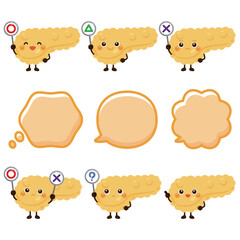 ○×△の札を持った膵臓のキャラクター
