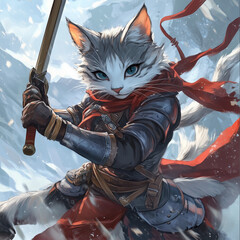 Samurai anthro cat