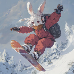 Snowboarding bunny girl