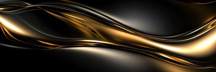 Abstract Gold and Black Waves Graphic Design