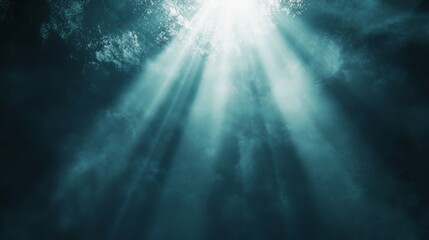 Fototapeta premium Sublime Underwater Sunlight Rays Illuminating the Deep Ocean Depths