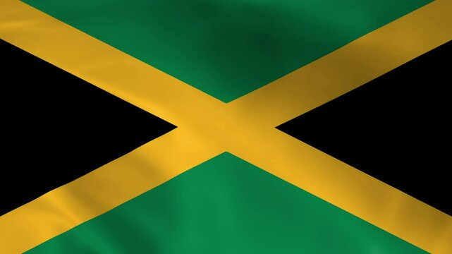 Jamaica flag waving animation, perfect looping, 4K video background, official colors, looping National Jamaica flag animation background 4k best choice and suit for your footage
