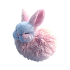 Fluffy 3D Bunny Tail with Soft Fur Stuffed Animal Isolated on Transparent Background