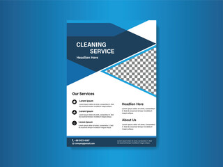 Blue and White Cleaning Service Flyer Design
