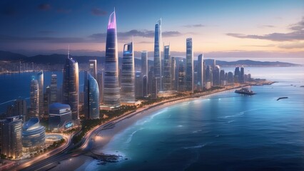 Fototapeta premium 1. **Surfers Paradise City Skyline at Dusk, Gold Coast, Australia**