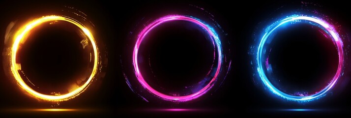 Naklejka premium Abstract Neon Rings Graphic Design