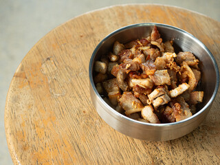 salty fried pork belly slices