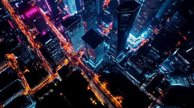 Aerial View Of Illuminated City At Night