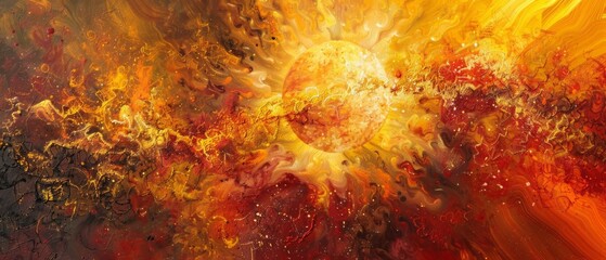 Obraz premium Celestial Dance: A Radiant Display of Energetic Solar Patterns Illuminated in Abstract Form
