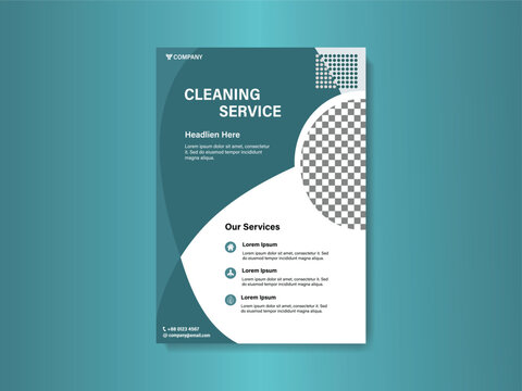 Teal and White Cleaning Service Flyer Design