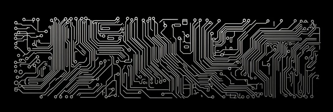Abstract circuit board pattern with intricate black and white lines