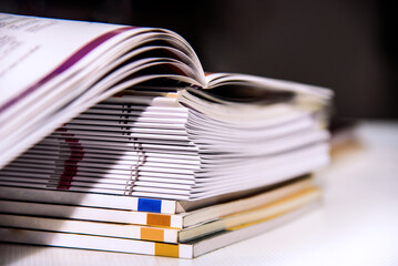 stack of books on table