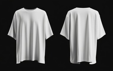 White oversized tee shirt mockup, front & back, studio, design template