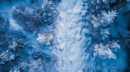 Serene Aerial View of a Meandering Hiking Trail Through a Lush Green Forest with Towering Trees and Vibrant Foliage