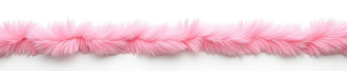 Pastel pink faux fur trim on a white background, pastel pink, trim, fluffy