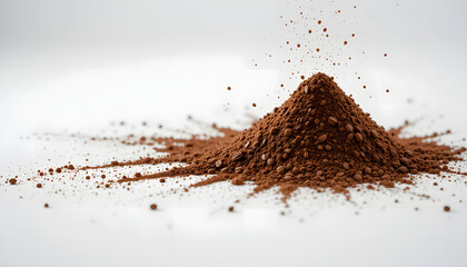 Coffee grinded with coarse to fine level. Isolated grind coffee in white background. Pile of coffee powder