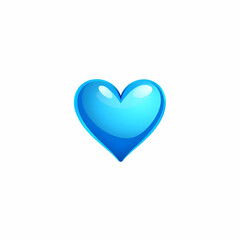 Digital illustration of a simple blue heart isolated on the white background