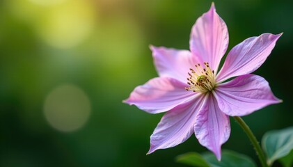 Obraz premium Petals of the clematis flower gently swaying in soft breeze, floral arrangement, gentle breeze, natural