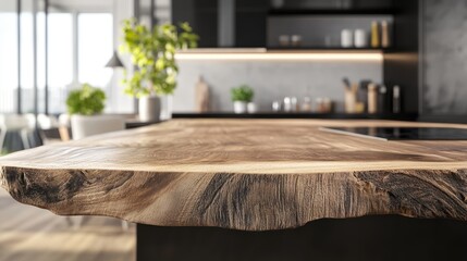 Live Edge Wood Kitchen Countertop: Modern Interior Design