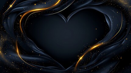 Golden Trails Encircling a Dark Heart Shape