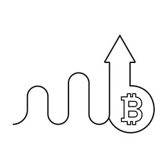 Bitcoin upward chart icon.