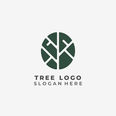 Tree branch logo design on a simple modern vector circle