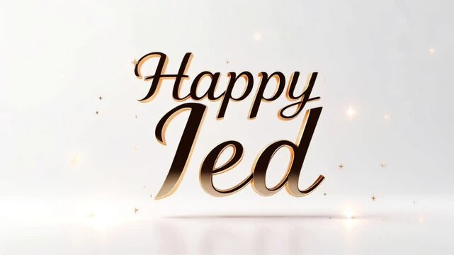 Happy Ied  Ultra-Realistic 3D Floating Text with Glowing Stars 