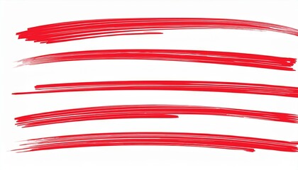 Obraz premium Red marker underline brush stroke set. Marker red pen highlights squiggle stroke. Vector swoosh brush handwritten underline set for accent, pencil emphasis element. Vector illustration